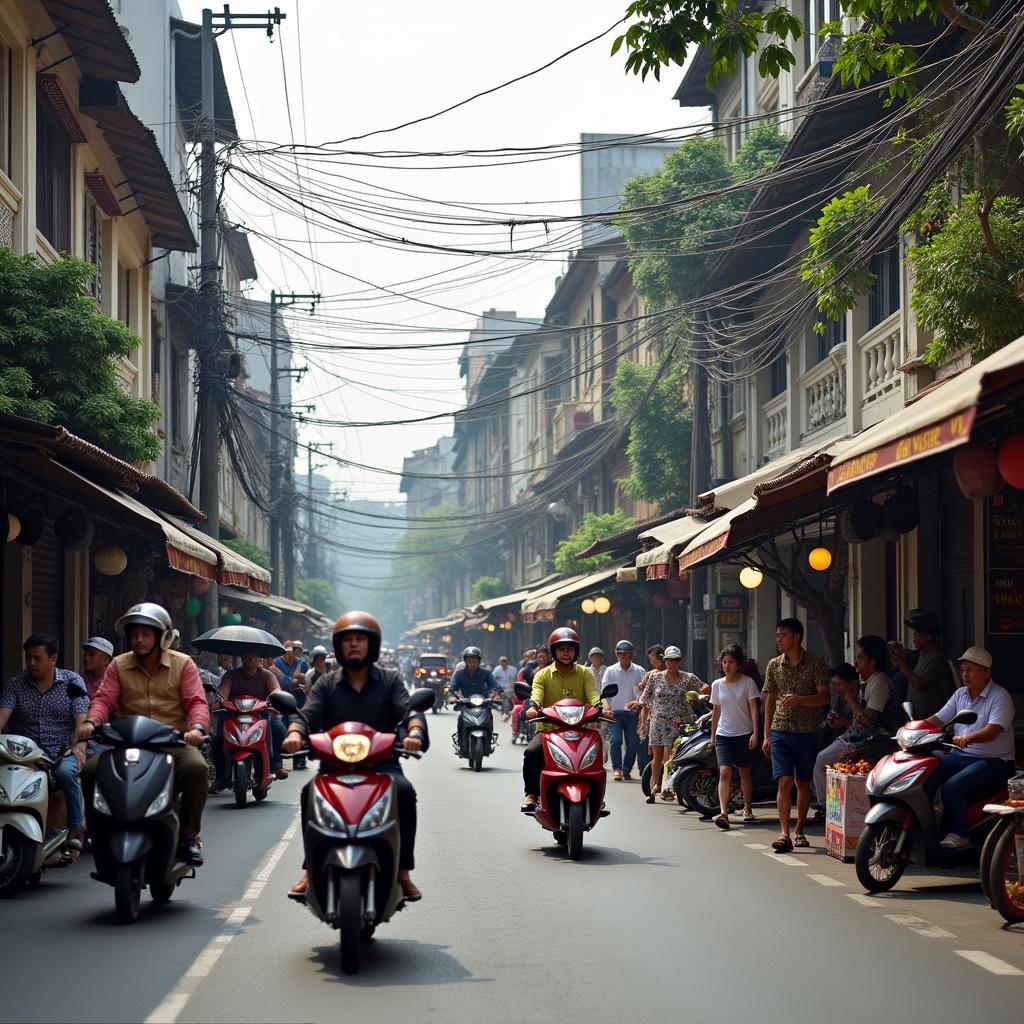 Đường phố nhộn nhịp tại Phường Bến Thành Quận 1 với sự kết hợp giữa kiến trúc cổ kính và hiện đại